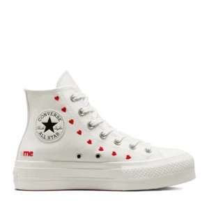 Custom Converse Chuck Taylor Corazones bordados (Plataforma, Caña Alta)