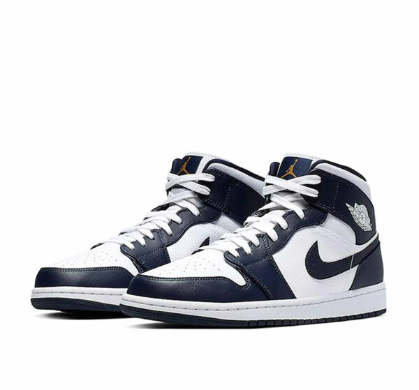 Nike Air Jordan 1 Mid White Metallic Gold Obsidian - Imagen 2