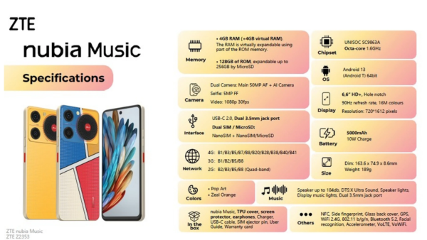 Celular ZTE Nubia Music 8GB / 128GB - Imagen 3