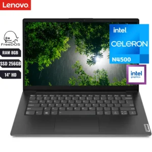 Laptop Lenovo V14 G2 Intel Celeron N4500 8GB RAM 256GB SSD 14" HD FreeDOS Negro 82QX005CLM